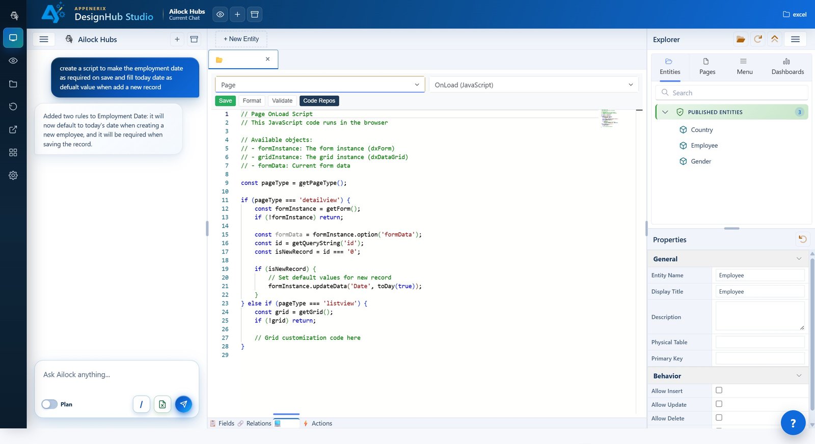Logic designer screen